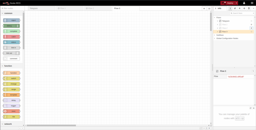 Interface do Node-RED