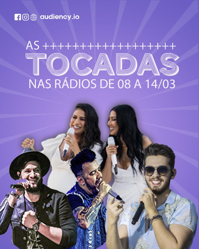 as mais tocadas nas rádios de 08 a 14 de março - ranking da audiency