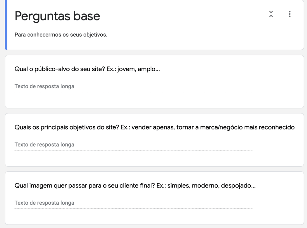 Print exemplo do formulário de briefing da Aztec.