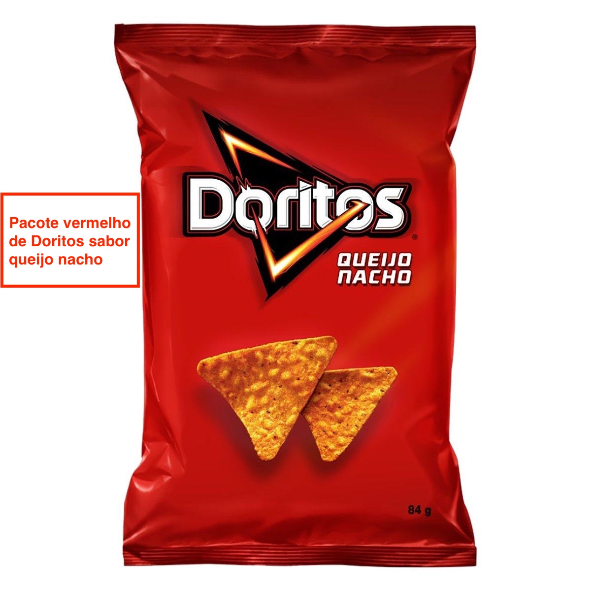 pacote vermelho de doritos sabor queijo nacho