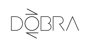 Logo da Dobra, patrocinadora do CriaSummit, que possui letras em preto e com contornos bem finos.