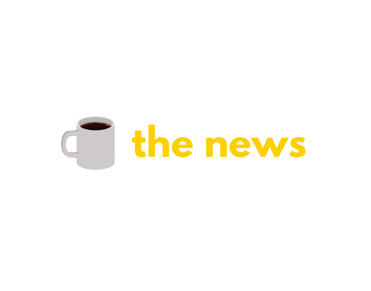 Logo do portal The News, composto por uma caneca cinza, à esquerda, e pelo nome do portal em amarelo, à direita.