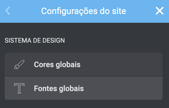 fontes globais dentro das configurações do site