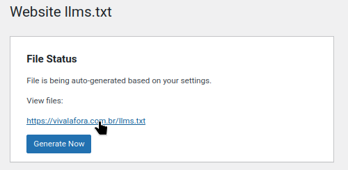 Link de "View files" clicado na seção "File Status".
