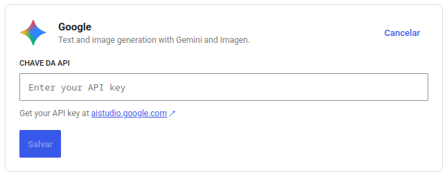 Card chave de API Google