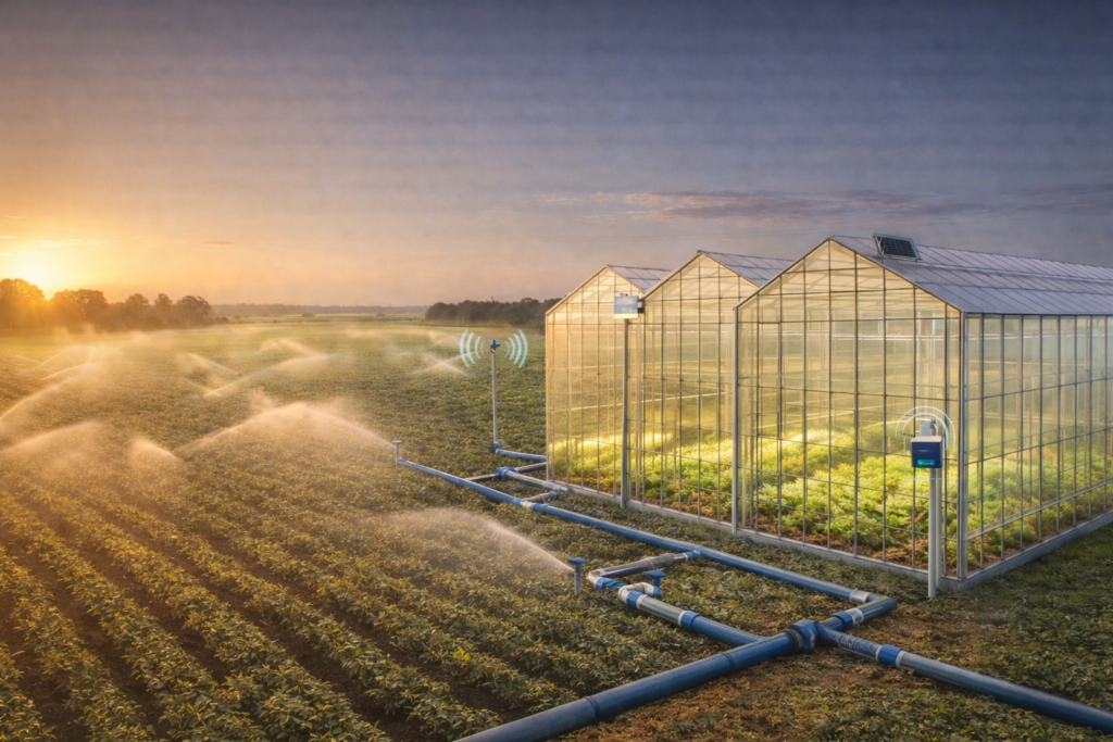 Estufa de cultivo, automaçã de fertirrigação e controle climático