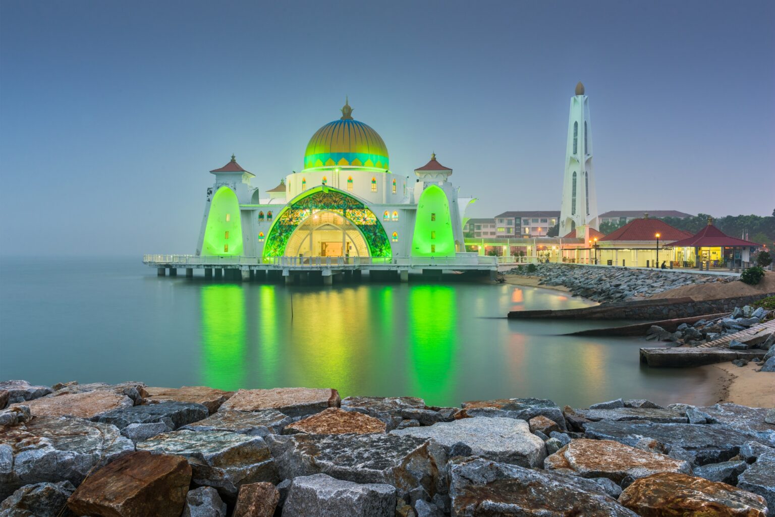 Malacca Straits Mosque in Malacca, Malaysia.