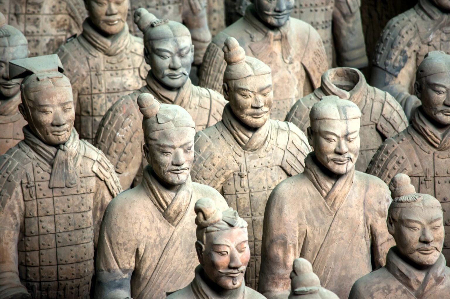 Terracotta Army, excavated terracotta sculptures at Emperor Qin Shi Huang burial place in Xian, China on August 4, 2015