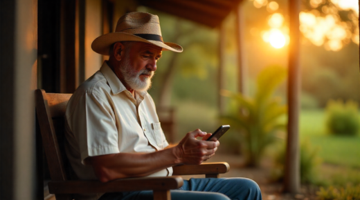 homem do interior do Brasil acessando a telemedicina através do celular