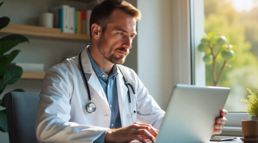 Médico realizando uma consulta online