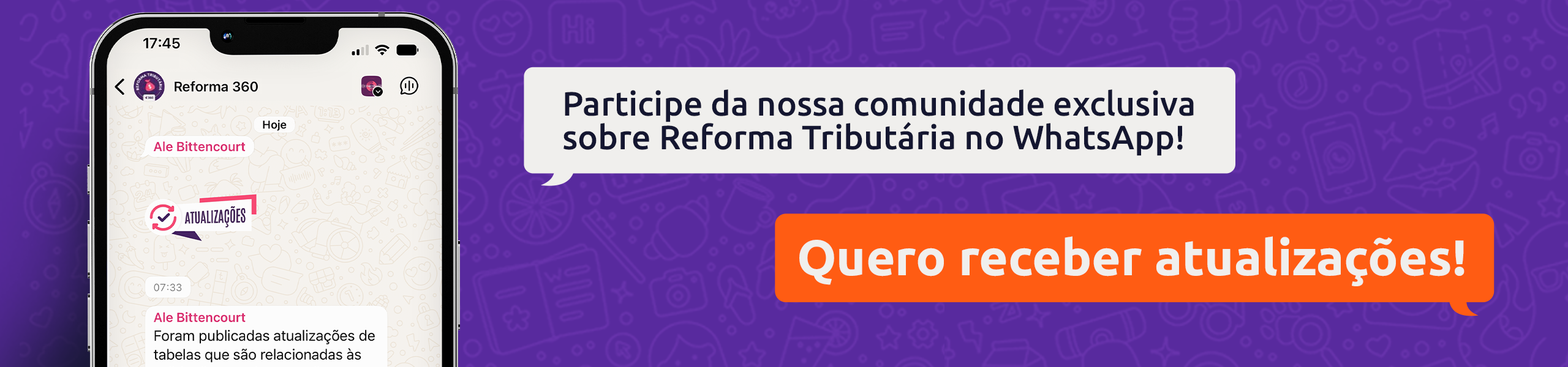 Participe da comunidade no WhatsApp da V360 sobre Reforma Tributária. Clique no banner para receber as atualizações.