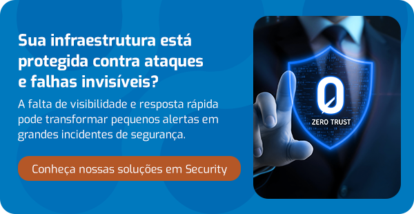 Imagem promovendo proteção de infraestrutura contra ataques e falhas com soluções de segurança Zero Trust, destacando a importância de segurança digital.