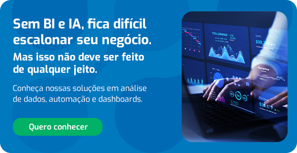 Imagem ilustrativa de análise de dados, automação e dashboards sem uso de inteligência artificial e aprendizado de máquina, com gráfico de linha e mão tocando tela digital.