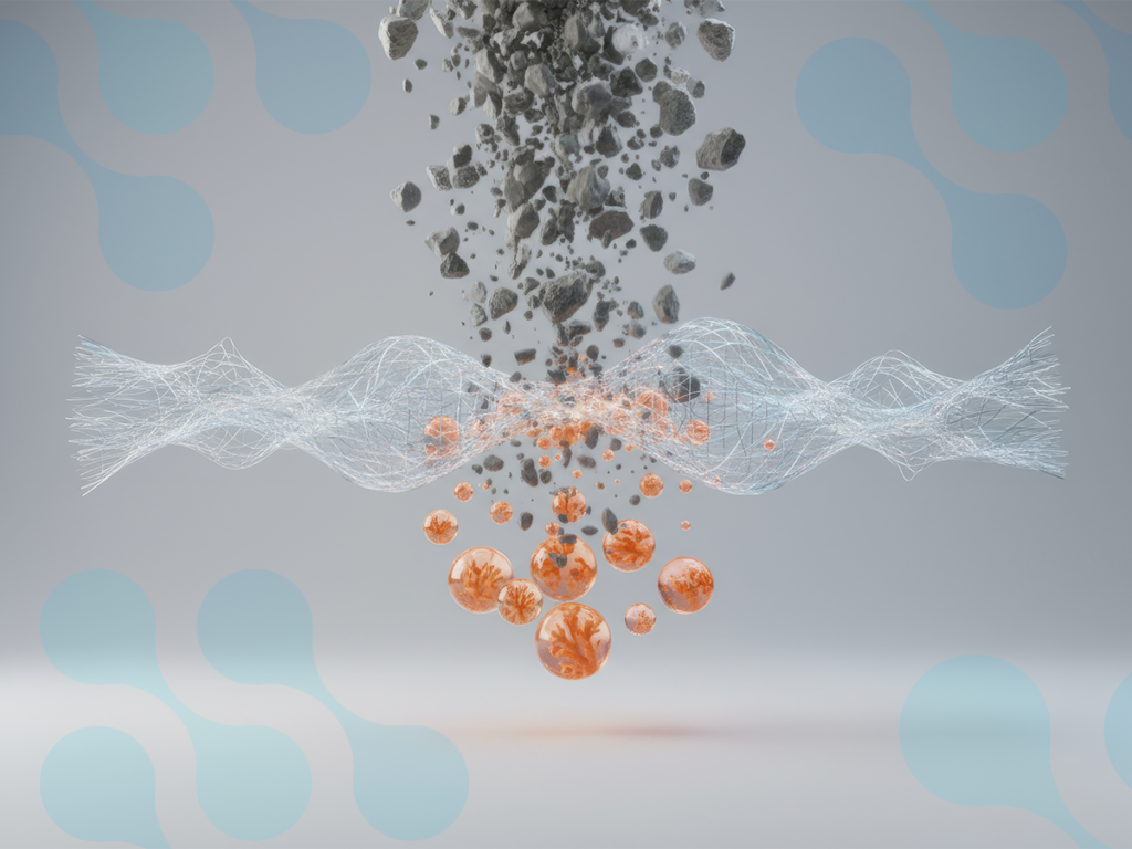 Representação digital de um firewall de rede, mostrando partículas e uma linha de proteção estilizada que simboliza a barreira contra ameaças cibernéticas.