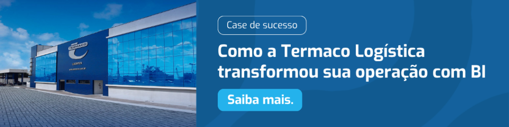 Banner clicável com o texto "Case de sucesso: Como a Termaco Logística transformou sua operação com BI. Saiba mais."