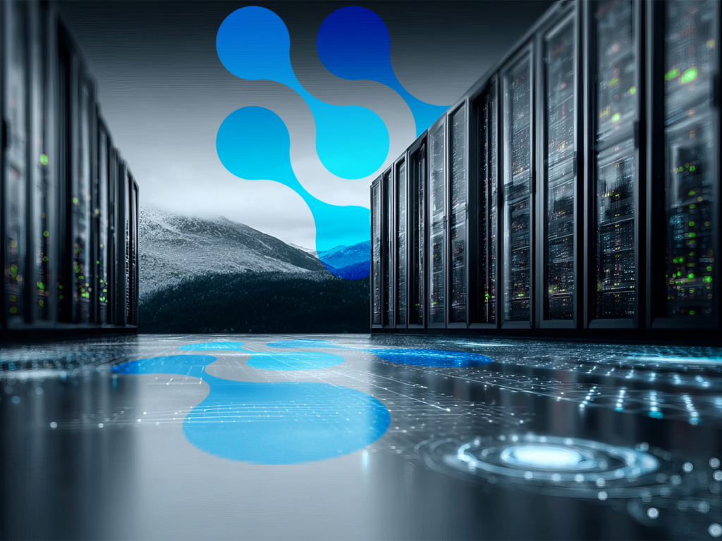 A imagem em tons de cinza e azul mostra o layout de data centers com o logo da Wiser Tecnologia ao fundo para simbolizar o comparativo entre data lake vs data warehouse.