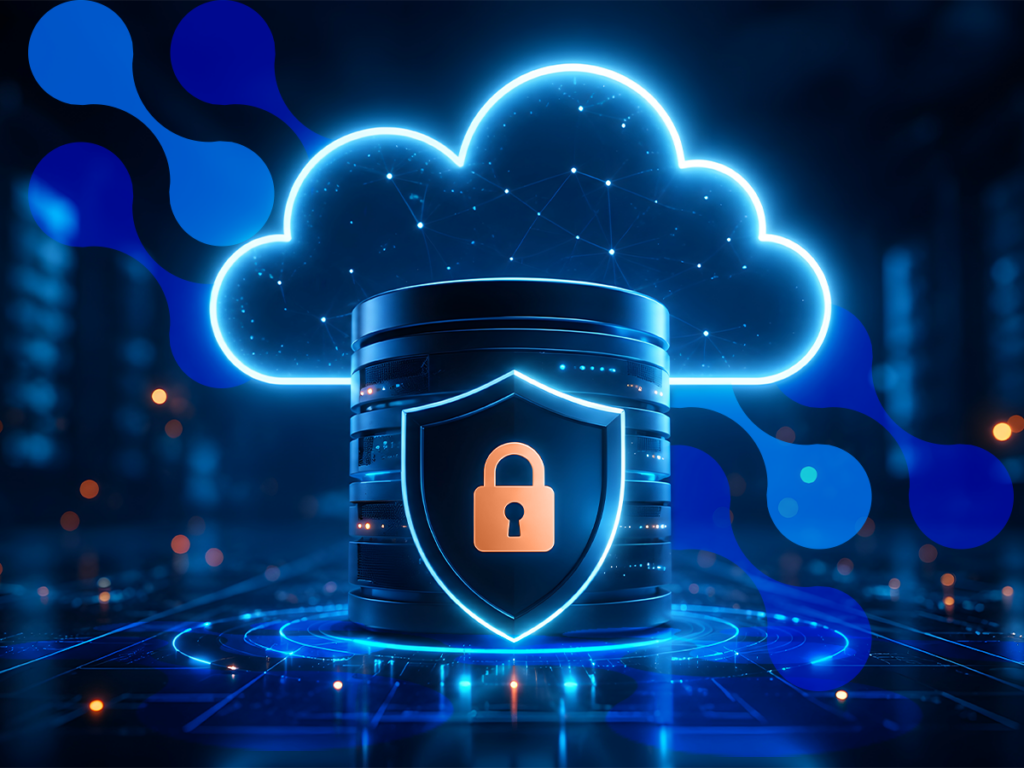 Cilindro com cadeado digital representando o ecossistema de proteção do Acronis Cyber Protect Cloud.