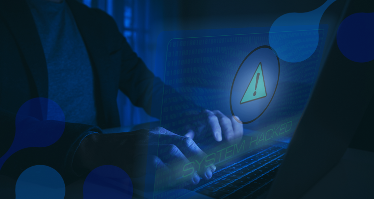 Ilustração de proteção digital relacionada à segurança de e-mail, com alerta de sistema comprometido e proteção de dados pessoais.