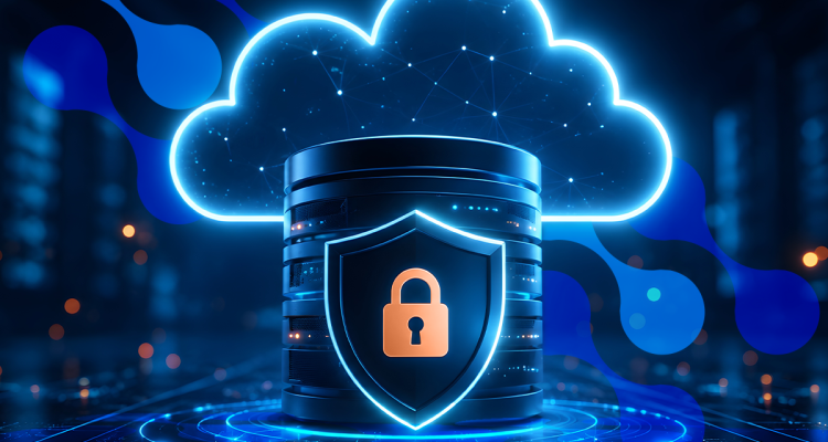 Cilindro com cadeado digital representando o ecossistema de proteção do Acronis Cyber Protect Cloud.