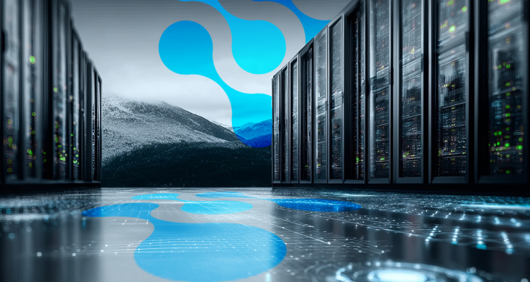 A imagem em tons de cinza e azul mostra o layout de data centers com o logo da Wiser Tecnologia ao fundo para simbolizar o comparativo entre data lake vs data warehouse.